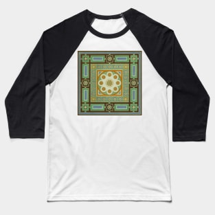 Green Ornate Decorative Tile Baseball T-Shirt